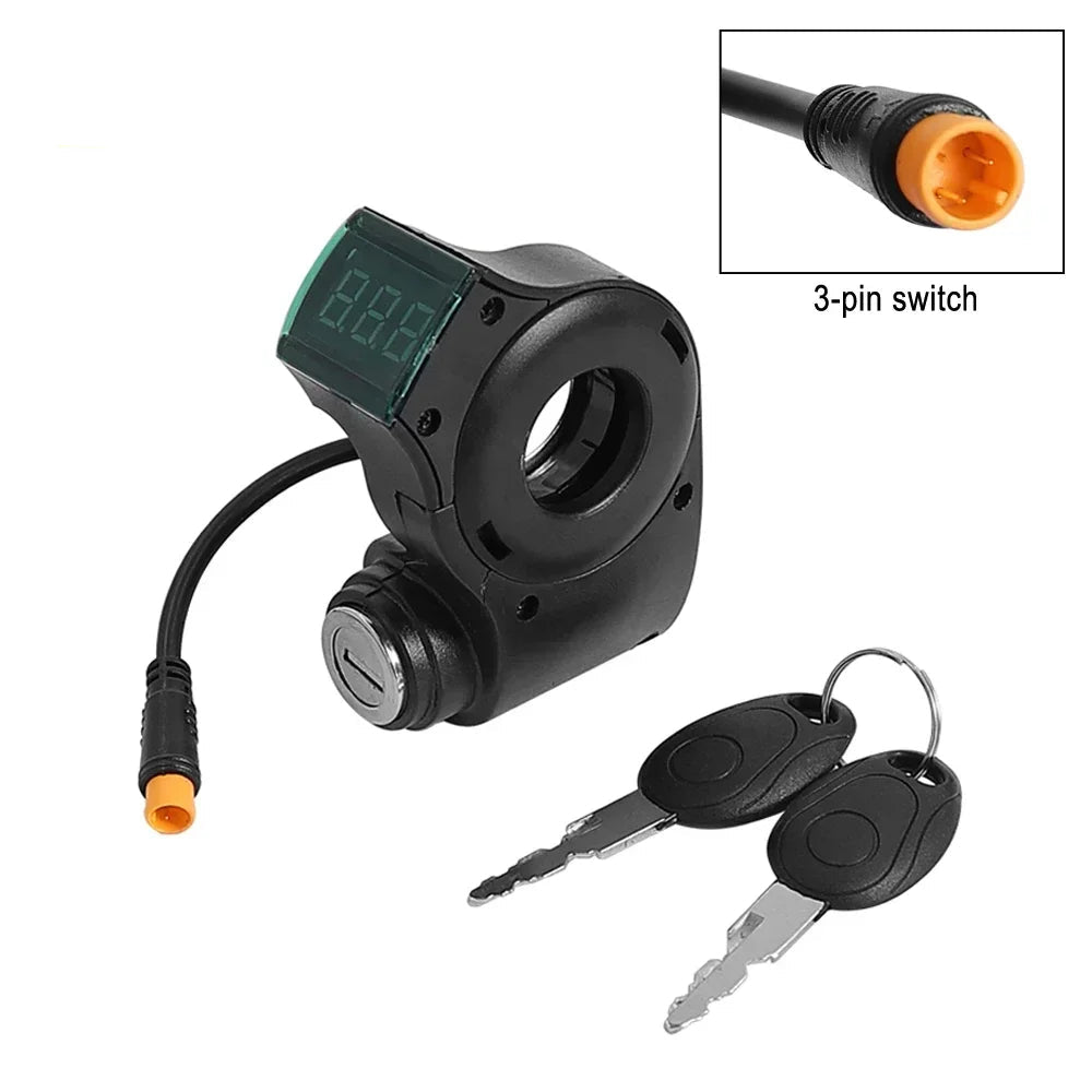 3Pin Lock Key Thumb Throttle for Xiaomi M365 for KUGOO M4 Voltmeter Digital Voltage Display Switch Electric Scooter E-Bike