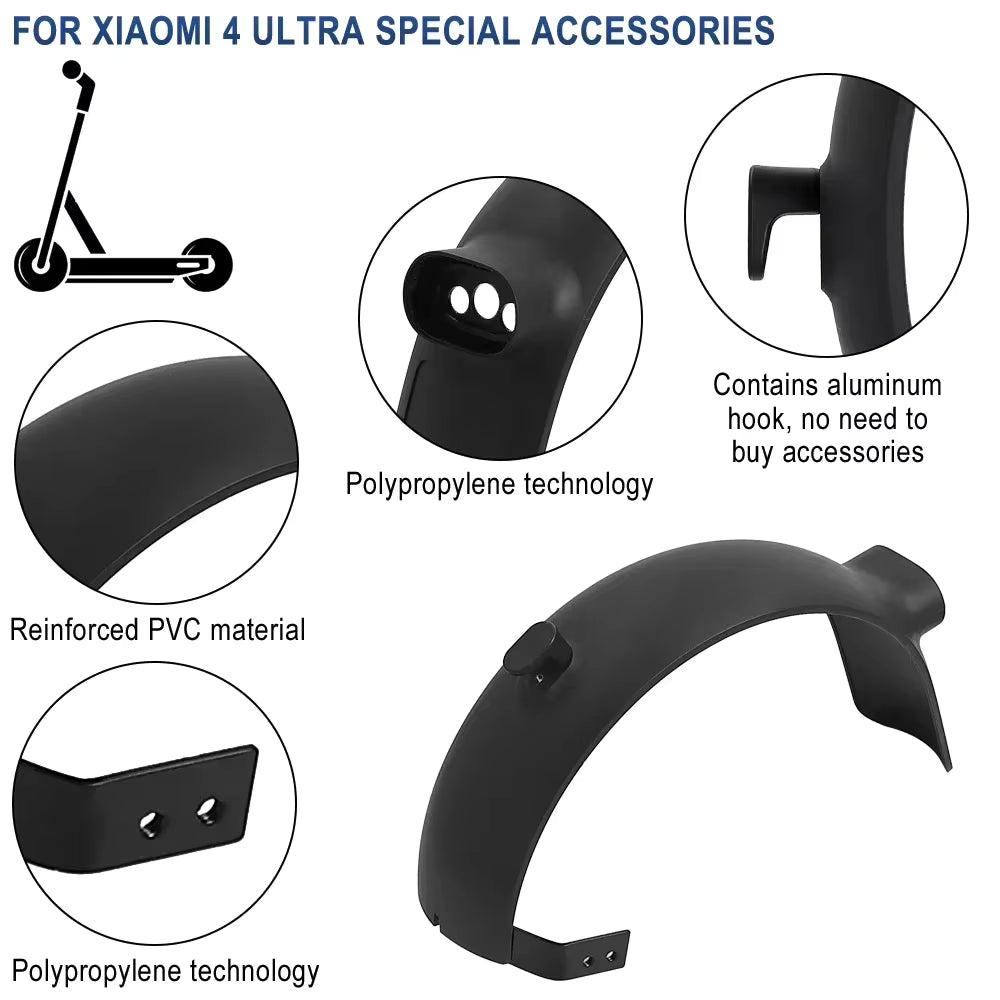 Front & Rear Fender with Taillight Set for Xiaomi 4 Ultra Scooter