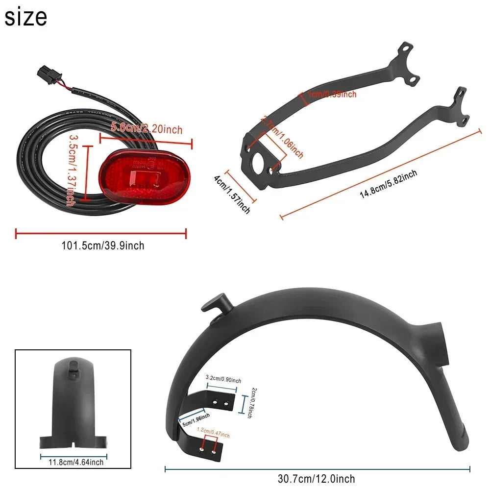 Fender with Rear Tail Light Brake Taillight Set for Xiaomi Electric Scooter MI4 Ultra Splash-Proof Fender Back Wing Accessories