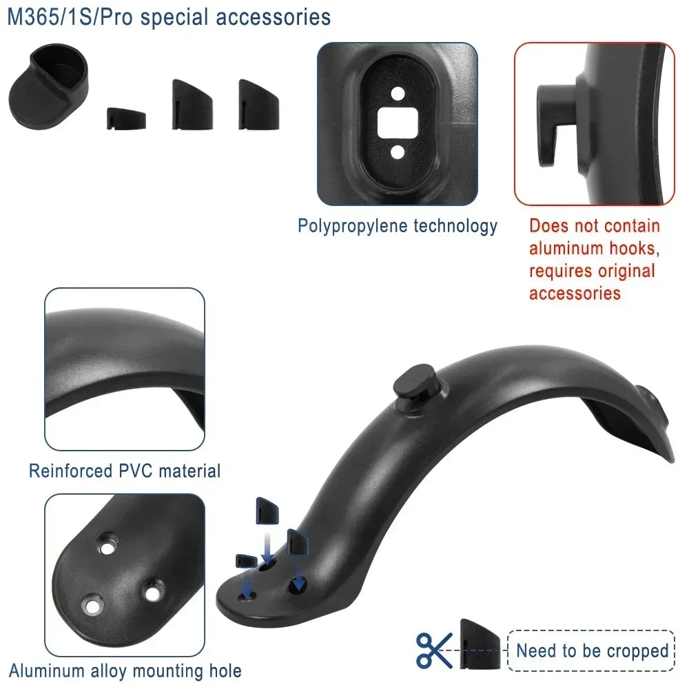 10Inch Tyre Modifited Back Fender Kit for Xiaomi M365 Pro 1S Electric Scooter Rear Wheel Mudguard Kickstand Foot Support